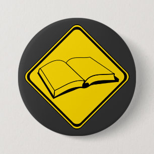Waarschuwing: Boeken vooruit! Ronde Button 7,6 Cm