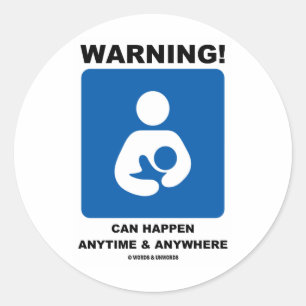 Waarschuwing! Borstvoeding kan altijd en overal pl Ronde Sticker