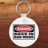 Waarschuwing BOSS IN BAD MOOD Sleutelhanger (Voorkant)