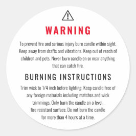 Waarschuwing brandende instructies Kaartenlabel vo Ronde Sticker