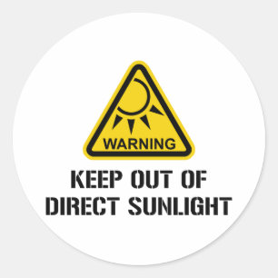 WAARSCHUWING - Buiten direct zonlicht houden Ronde Sticker
