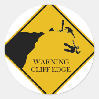 Waarschuwing Cliff Edge Ronde Sticker