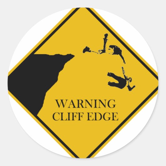 Waarschuwing Cliff Edge Ronde Sticker (Voorkant)