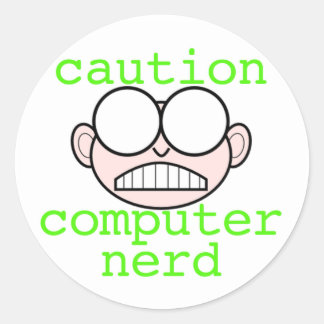 Waarschuwing: Computer Nerd Ronde Sticker