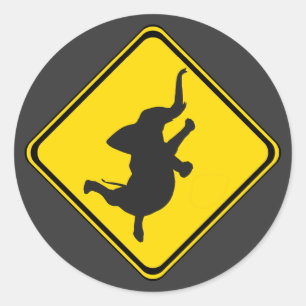 Waarschuwing: Dansende Olifant Xing! Ronde Sticker