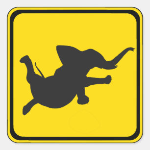 Waarschuwing: Dansende Olifant Xing! Vierkante Sticker