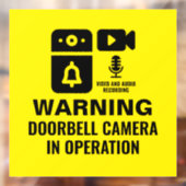 Waarschuwing Deurbel Camera In Operation Video Aud Raamsticker (Vel 2)