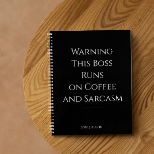Waarschuwing Deze Baas Draait Op Koffie en Sarcast Notitieboek
