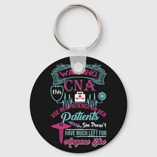 Waarschuwing Dit kan haar patiënt op haar patiënte Sleutelhanger (Voorkant)