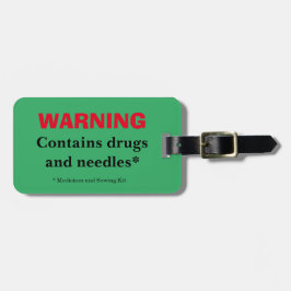 Waarschuwing-Drugs & Naalden-Geneesmiddelen & Naai Bagagelabel