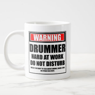 Waarschuwing Drummer hard op het werk stoort niet Extra Grote Beker