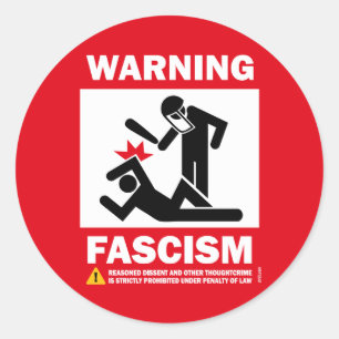 Waarschuwing: fascisme ronde sticker