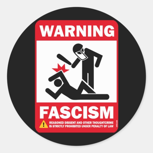 Waarschuwing: fascisme ronde sticker (Voorkant)