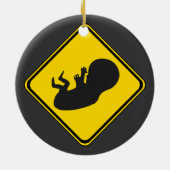 Waarschuwing: foetus Ahead. Keramisch Ornament (Achterkant)