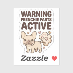 Waarschuwing Franse Bulldog Boert Actief Sticker