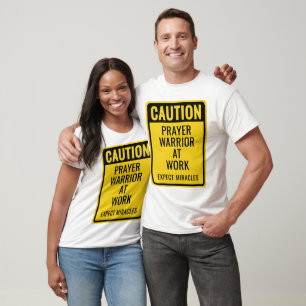 WAARSCHUWING Gebedsstrijder Wonders Geel Wit Grapp T-shirt