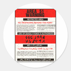 Waarschuwing gebied 51 ronde sticker