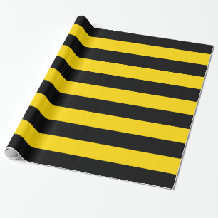 Waarschuwing Geel en zwart Let op Striped Cadeaupapier
