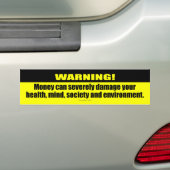 Waarschuwing! Geld Bumpersticker (Op auto)