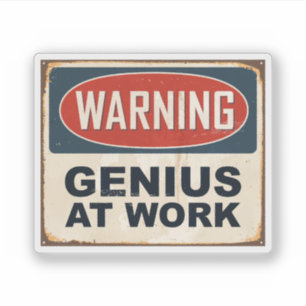 Waarschuwing Genius op het werk Sticker