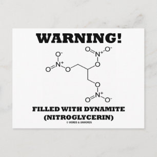 Waarschuwing! gevuld met dynamiet (nitroglycerine) briefkaart