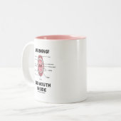Waarschuwing! Grote mond binnenin (anatomie met or Tweekleurige Koffiemok (Voorkant links)