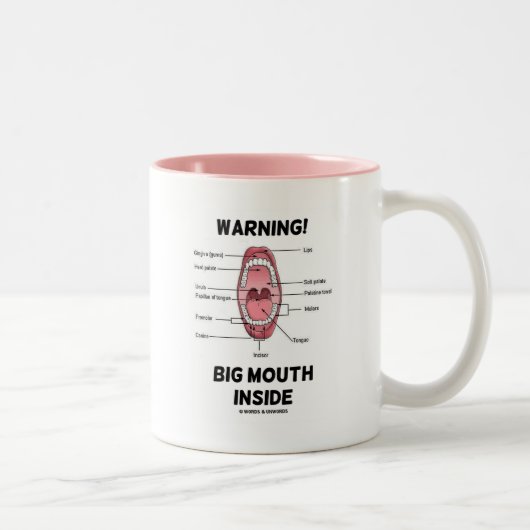 Waarschuwing! Grote mond binnenin (anatomie met or Tweekleurige Koffiemok (Rechts)