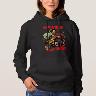 Waarschuwing hartsdrager T Rex Dinosaur Riding Mon Hoodie