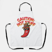 Waarschuwing: Heet Spul Ontwerp - Leuke Chilipeper Schort (Voorkant)
