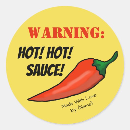 Waarschuwing: Heet! Zelfgemaakt Food Chili Pepper  Ronde Sticker (Voorkant)