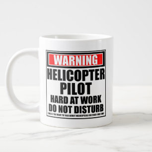 Waarschuwing Helikopterpiloot Hard Aan Het Werk Extra Grote Beker