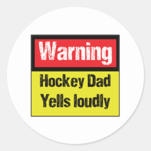 Waarschuwing Hockey vader schreeuwt luid Ronde Sticker