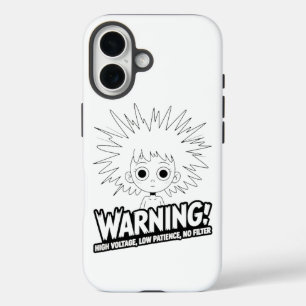 Waarschuwing! Hoge Spanning, Lage Geduld, Geen Fil iPhone 16 Hoesje