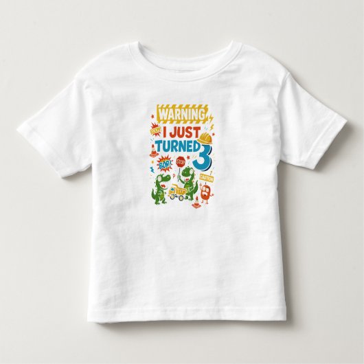 WAARSCHUWING Ik ben net drie - 3e verjaardag gewor Kinder Shirts (Voorkant)