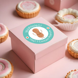 Waarschuwing Ik bevat pinda's! Pinda Allergie Voed Ronde Sticker