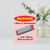Waarschuwing! Ik heb een Harmonica... Briefkaart (Staand voorkant)
