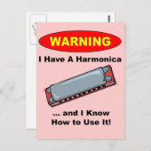 Waarschuwing! Ik heb een Harmonica... Briefkaart (Voorkant / Achterkant)
