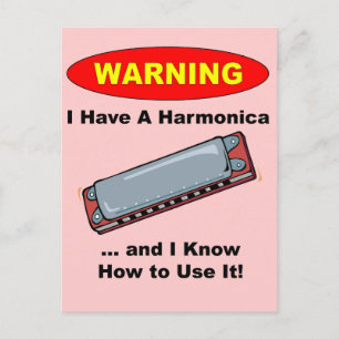 Waarschuwing! Ik heb een Harmonica... Briefkaart