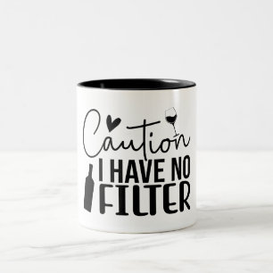 Waarschuwing ik heb geen filter tweekleurige koffiemok
