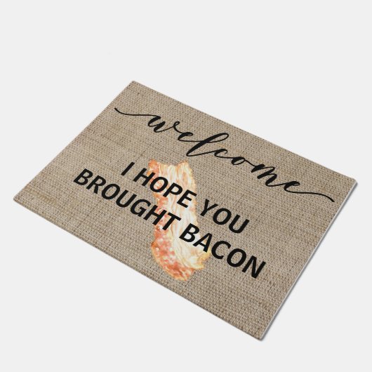 Waarschuwing Ik hoop dat je Bacon hebt meegenomen Deurmat (Schuin)