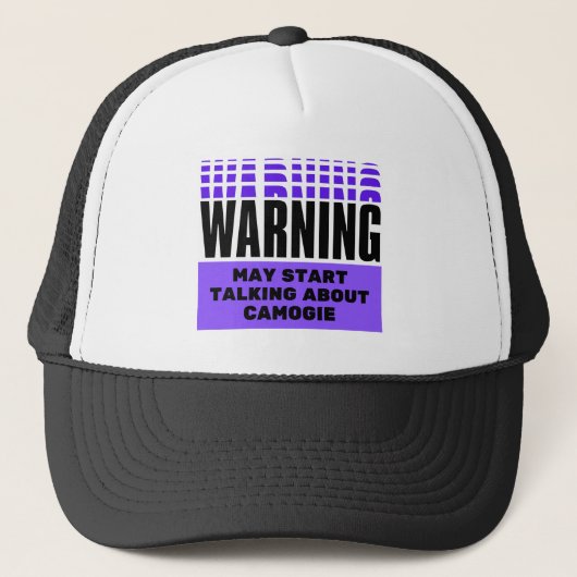 Waarschuwing kan beginnen te praten over camogie. trucker pet (Voorkant)