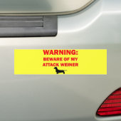 Waarschuwing Let op Attack Weiner Dog Bumpersticker (Op auto)
