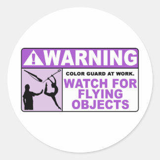 WAARSCHUWING Let op vliegende objecten! Ronde Sticker