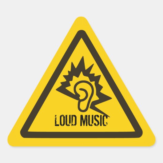 Waarschuwing - luide muziek! driehoek sticker (Voorkant)