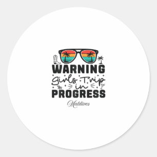 Waarschuwing Meisjesreis In Uitvoering Vakantie Ma Ronde Sticker