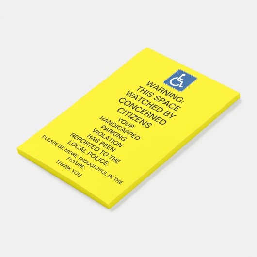WAARSCHUWING MET BEHULP VAN PARKEERINSCHRIJVING POST-IT® NOTES (Schuin)