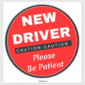 Waarschuwing Nieuwe Bestuurder Bord (Wees Geduldig Sticker (Vel)