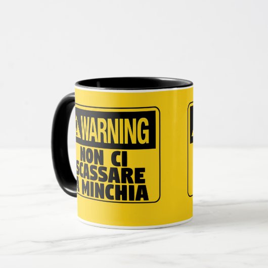 Waarschuwing Non Ci Scassare a Minchia Funny Sicil Mok (Voorkant links)