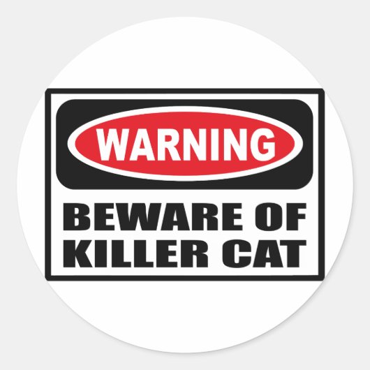 WAARSCHUWING PAS OP VOOR KILLER CAT STICKER (Voorkant)