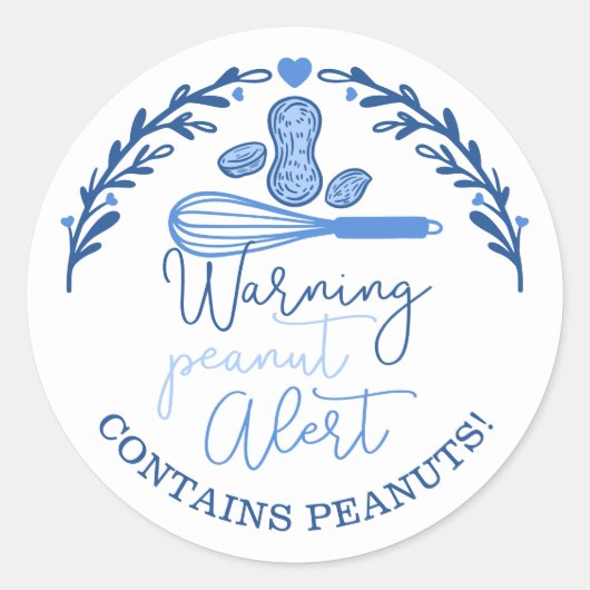 Waarschuwing Peanut Alert - Bakkerij Peanut Allerg Ronde Sticker (Voorkant)